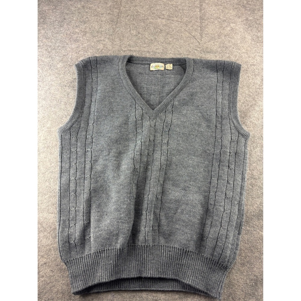 Flatiron Mills Mens XL Cable Knit V-Neck Sweater Vest Acrylic Prep Grandpa VTG